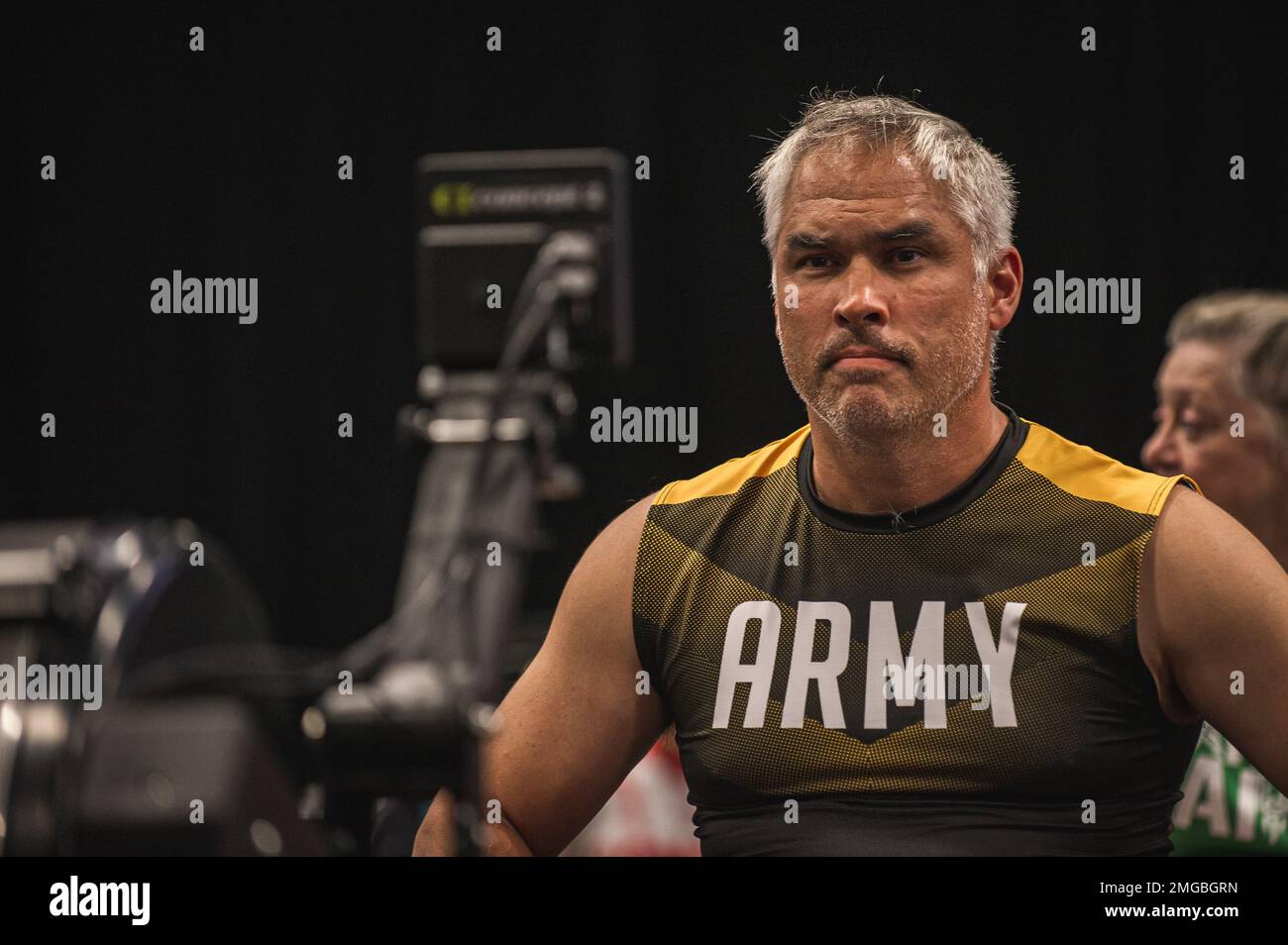 Indoor Rowing Army Retired U.S. Army Maj. William Hammac stares down his monitor before ...