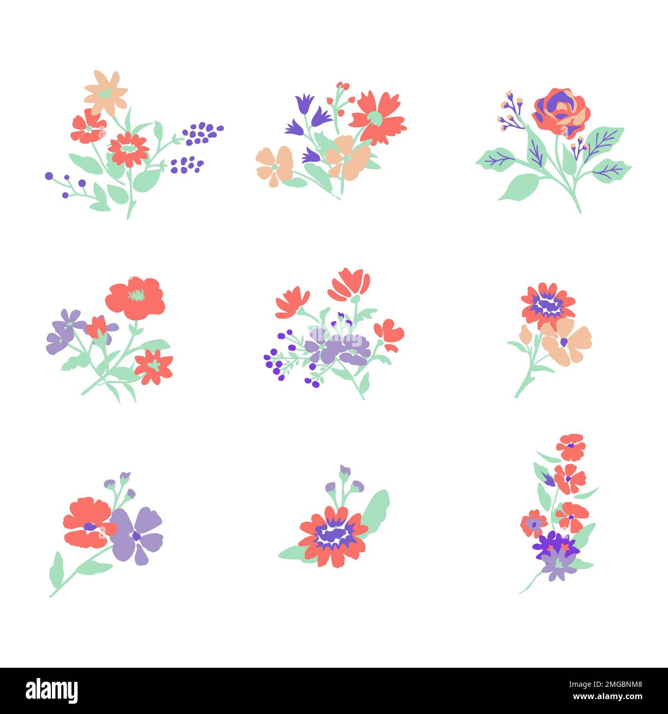 Simple isolated vector floral bunches set Stock Vector Image & Art - Alamy