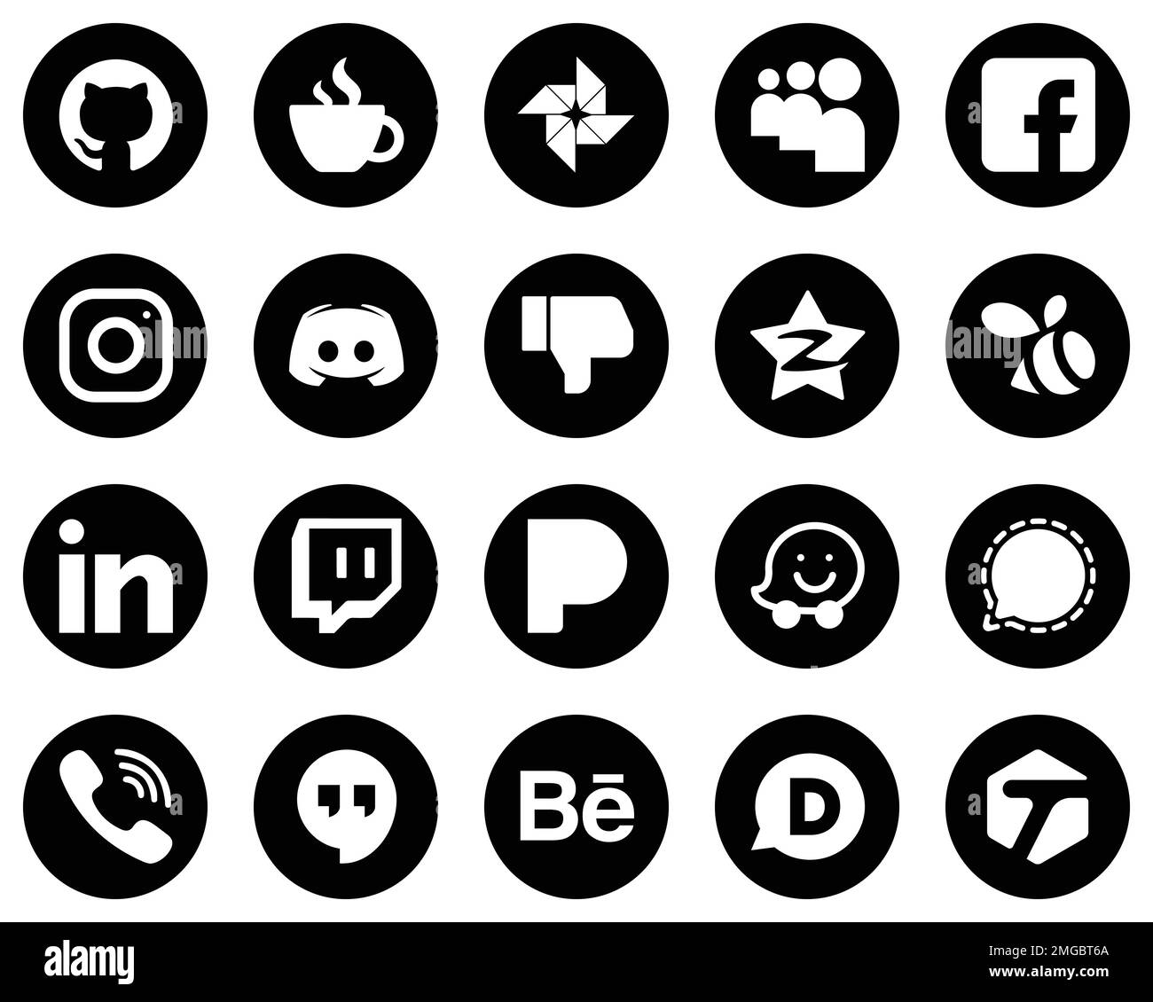 20 Creative White Social Media Icons on Black Background such as