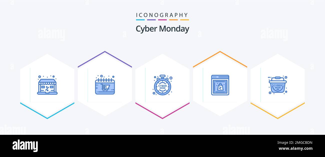 Cyber Monday 25 Blue icon pack including basket. shop. shop. cyber. time  Stock Vector Image & Art - Alamy