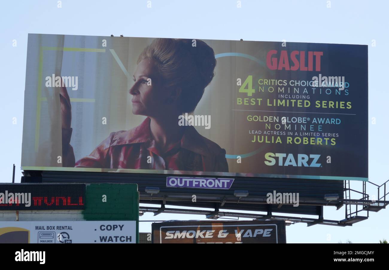 Los Angeles, California, USA 25th January 2023 A general view of atmosphere of Julia Roberts Gaslit Billboard on January 25, 2023 in Los Angeles, California, USA. Photo by Barry King/Alamy Stock Photo Stock Photo