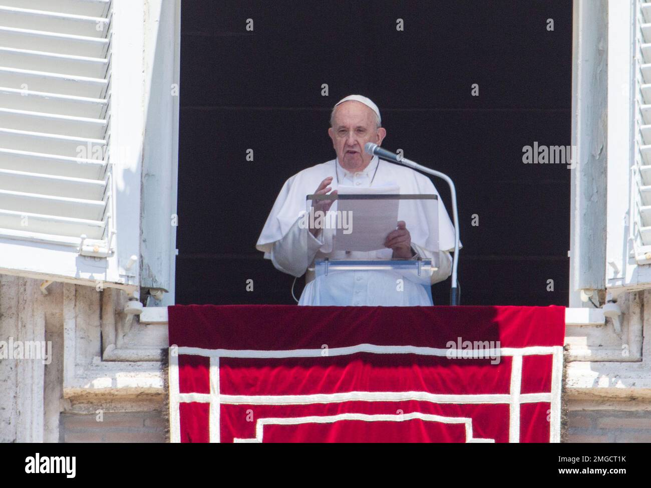 Pope Preaching Window Pope Francis speaks from the window of his studio overlooking St. Peter ...