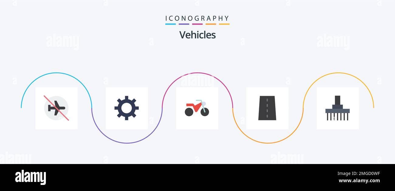 Vehicles Flat 5 Icon Pack Including farm. road. vehicle maintenance