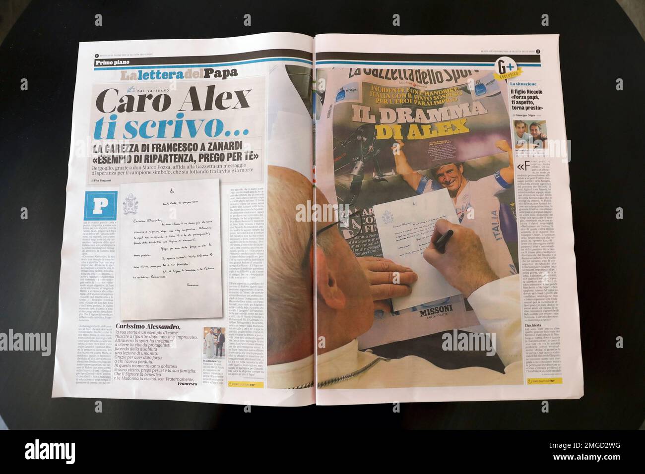 The page of Italian sports daily Gazzetta dello Sport showing Pope