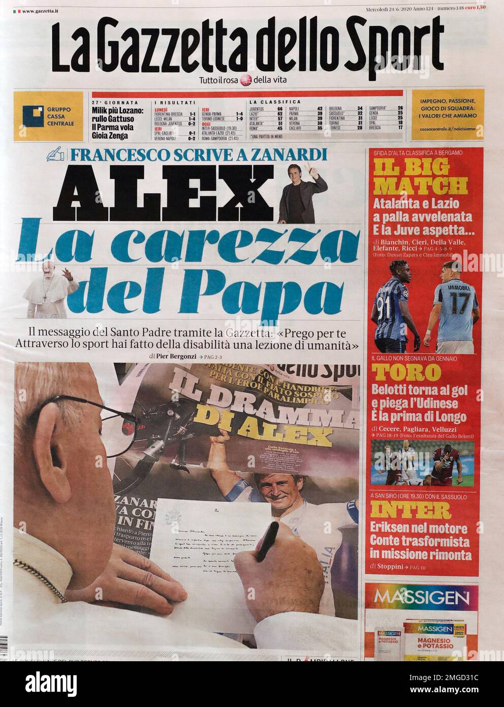 The front page of Italian sports daily Gazzetta dello Sport showing(02)