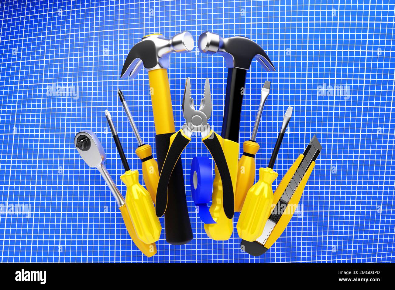 3D illustration of a hand tool for repair and construction level