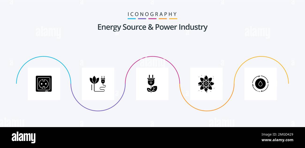 Energy Source And Power Industry Glyph 5 Icon Pack Including energy