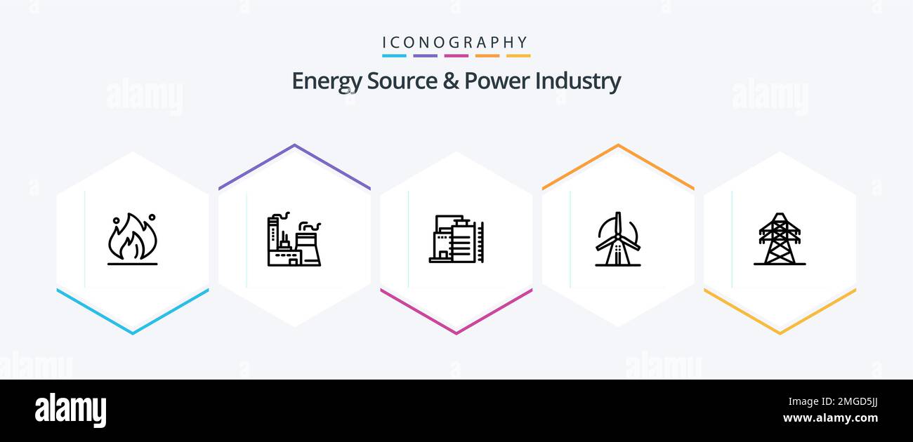 Energy Source And Power Industry 25 Line icon pack including