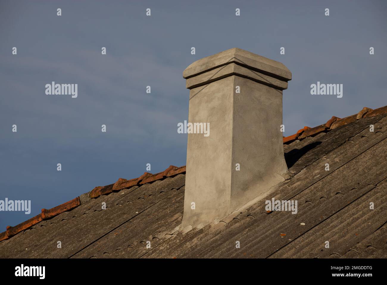New roofing construction with attic skylights, rain gutter system, roof