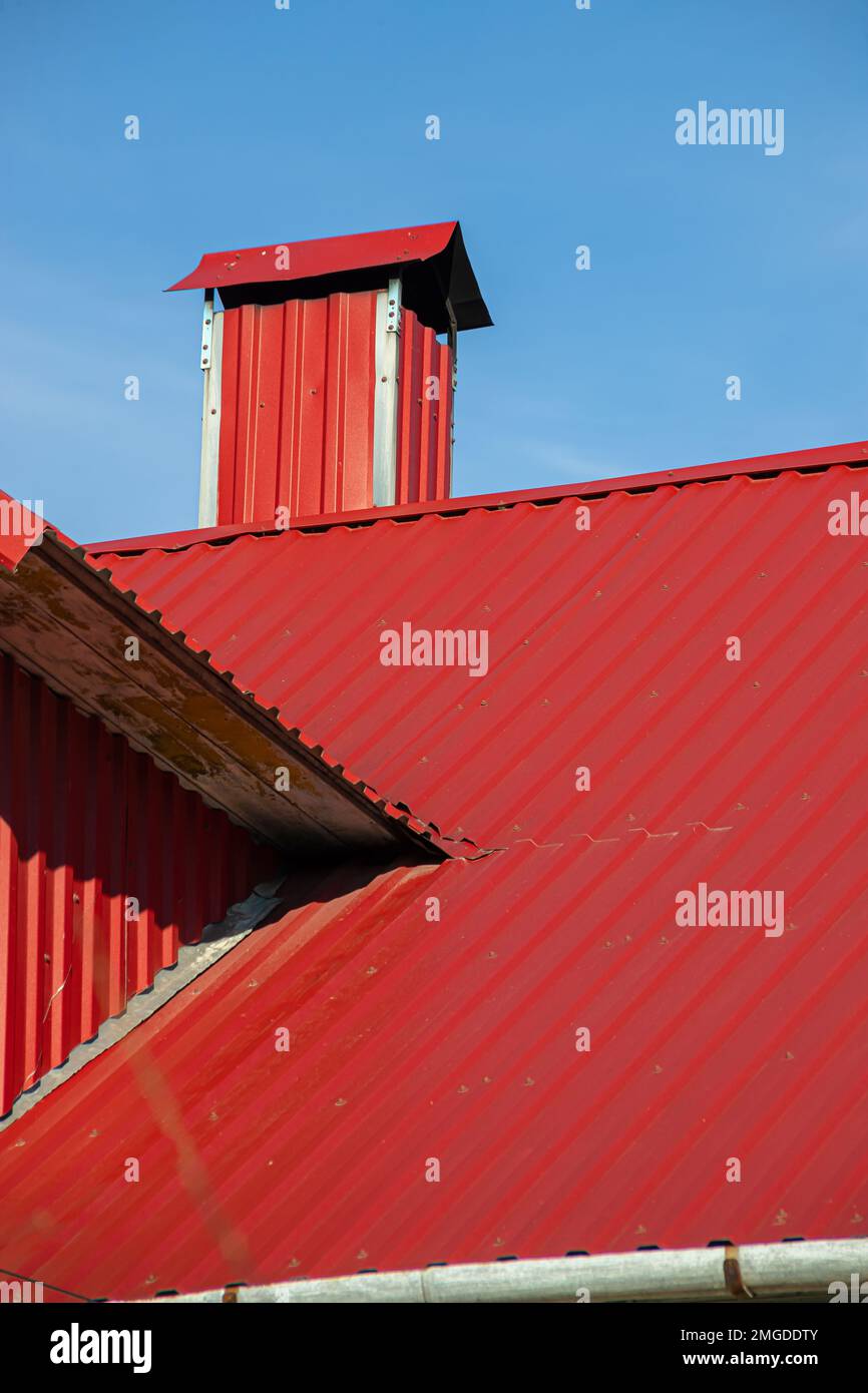 New roofing construction with attic skylights, rain gutter system, roof