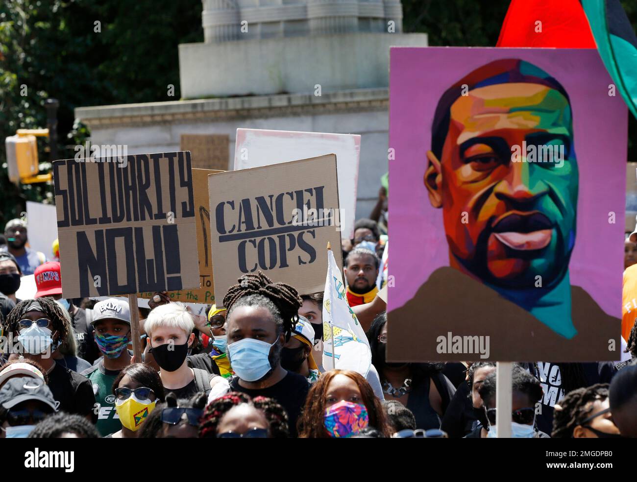 Blm Rally People hold signs during a Caribbean-led Black Lives Matter rally at ...