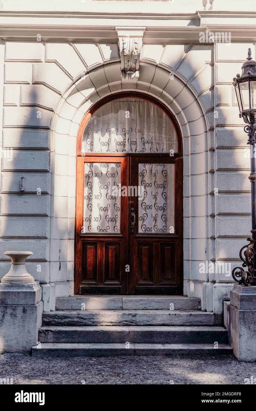 Wood Carved door. A beautiful old wooden door. Old doors, fragments of