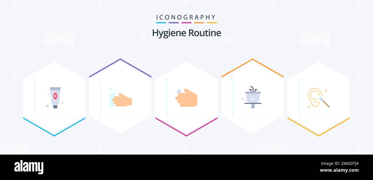 Hygiene Routine 25 Flat icon pack including . cleaning. basin. ear ...