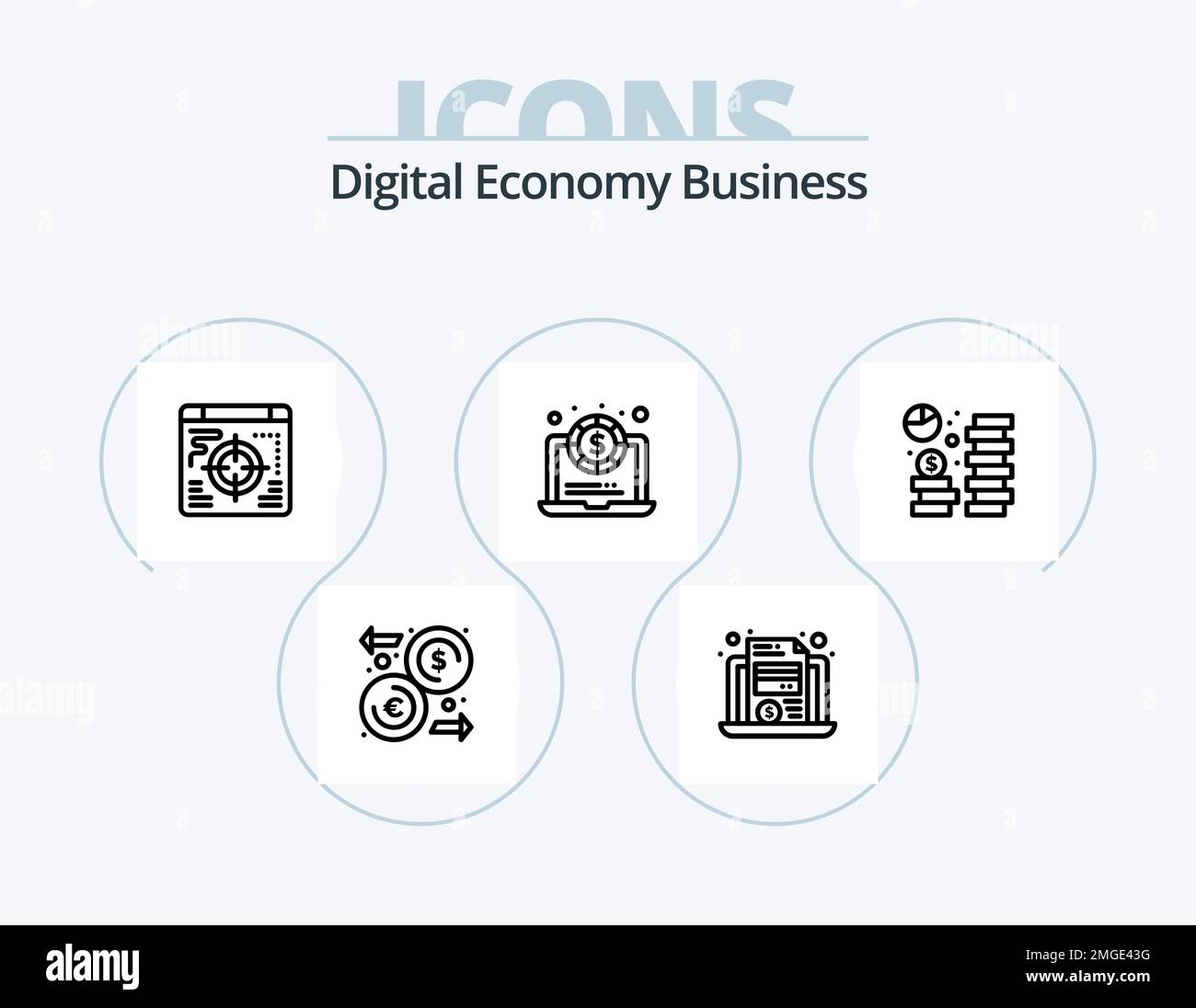 Digital Economy Business Line Icon Pack 5 Icon Design. . graph
