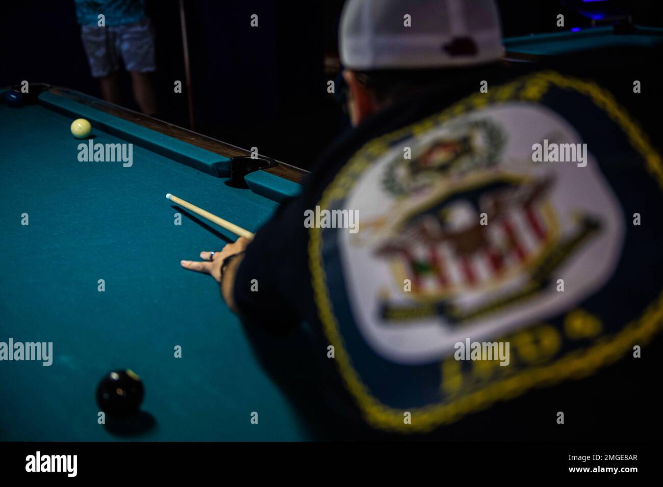 SAN DIEGO (Aug. 24, 2022) Sailors participate in a billiards tournament during Surface Line Week