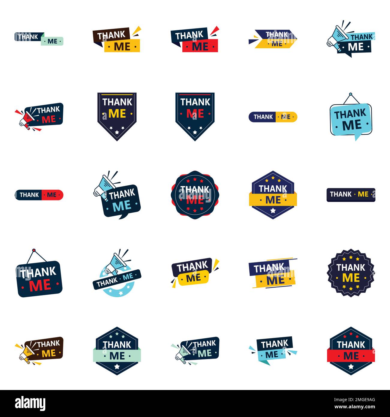 25 Diverse Thank Me Banners to Show Your Appreciation Stock Vector