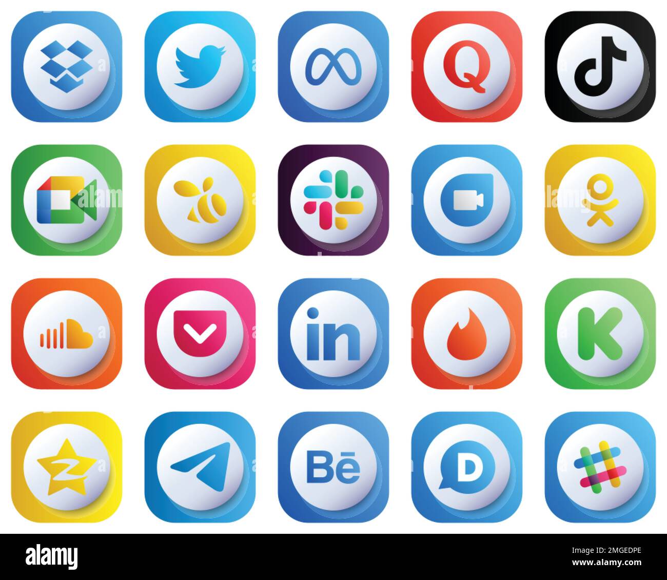 Cute 3D Gradient Social Media Icon Set 20 icons such as google duo
