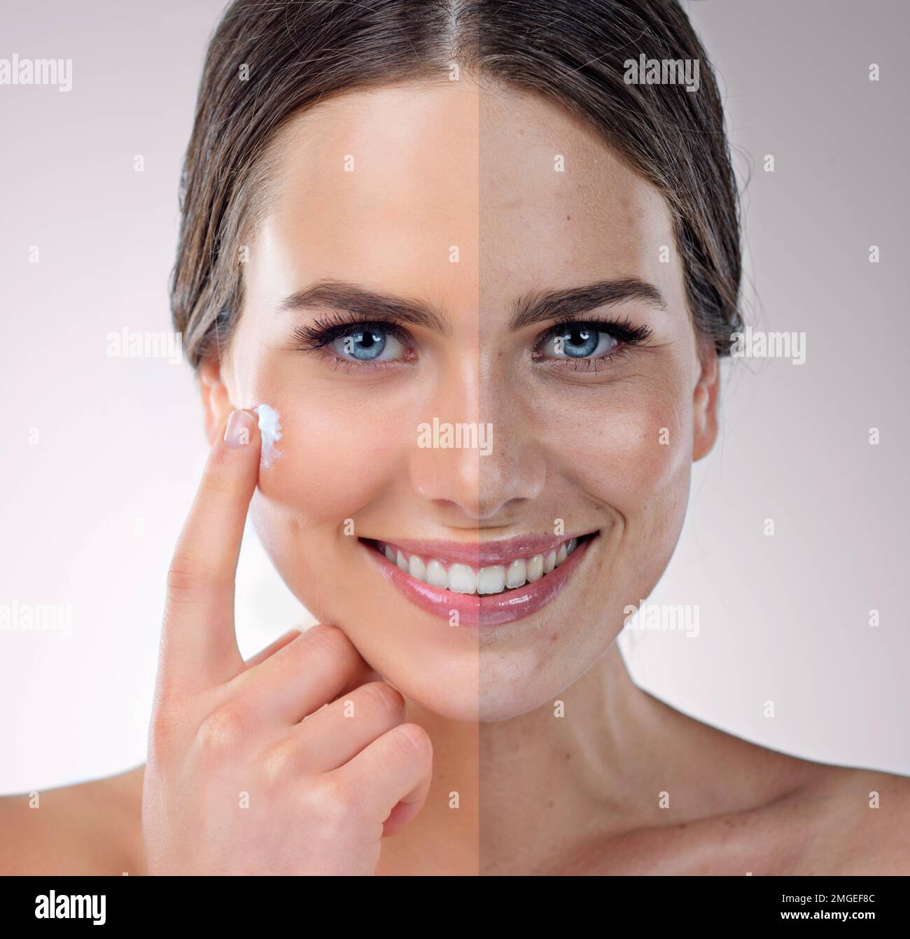 The correct moisturizer changes everything. Studio shot of a woman