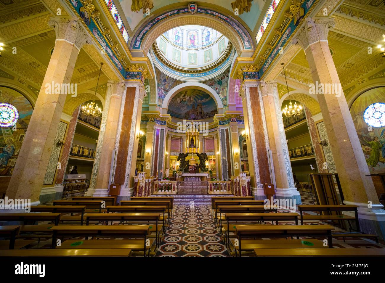 Basilica Santuario Maria Del Tindari Altar and interior furnishings inside the church Basilica Santuario di