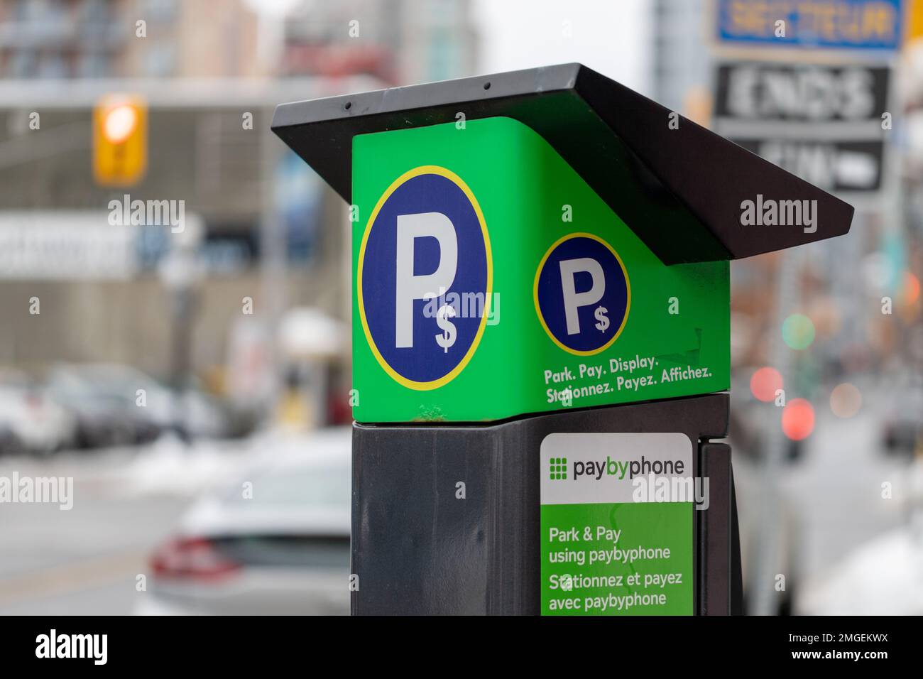 Ottawa, Canada January 23, 2023 Parking meter on city street. Pay by
