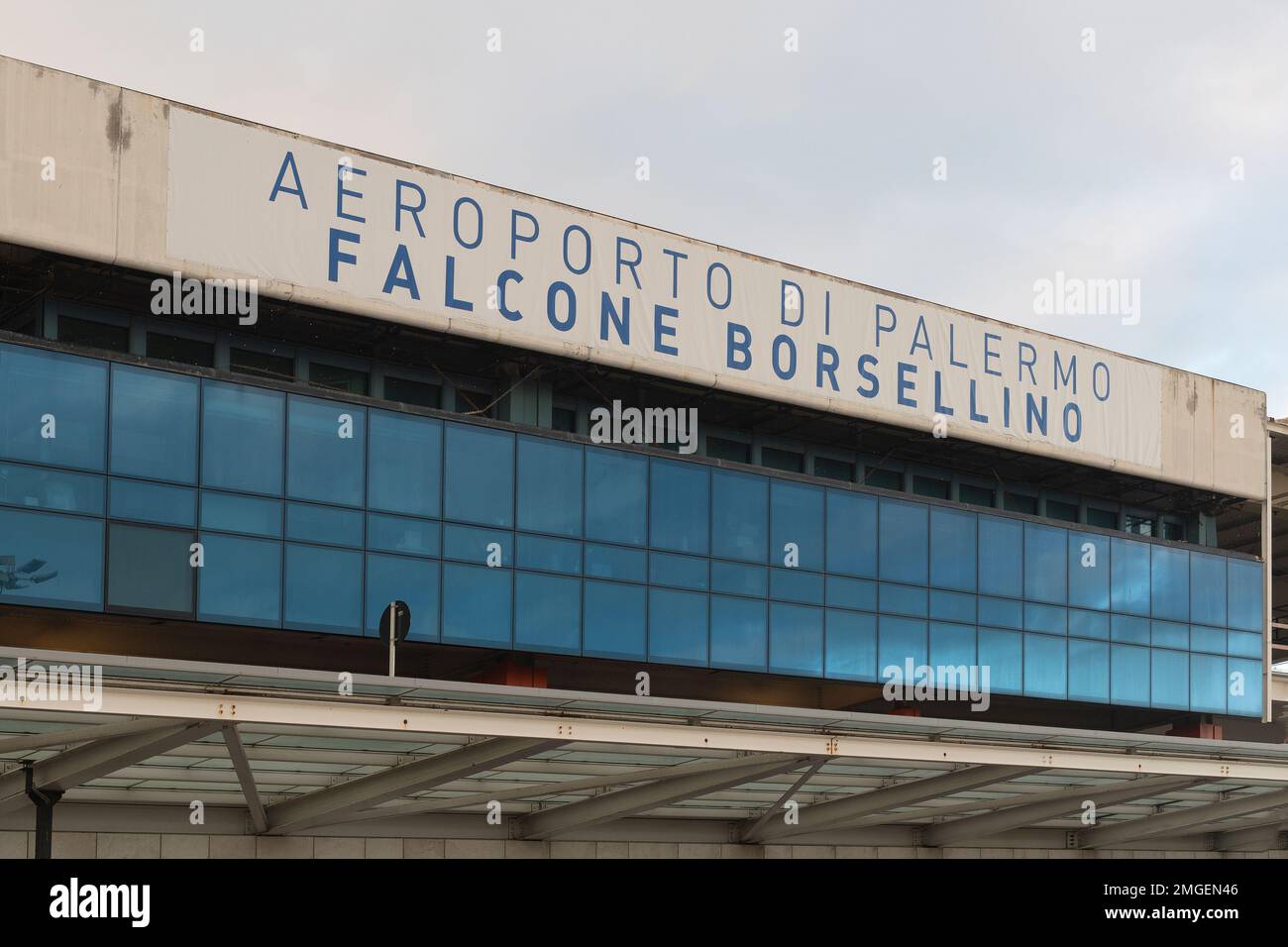 Palermo, Italy - January 09, 2023 - The entrance to the Falcone Borsellino airport in Palermo Stock Photo