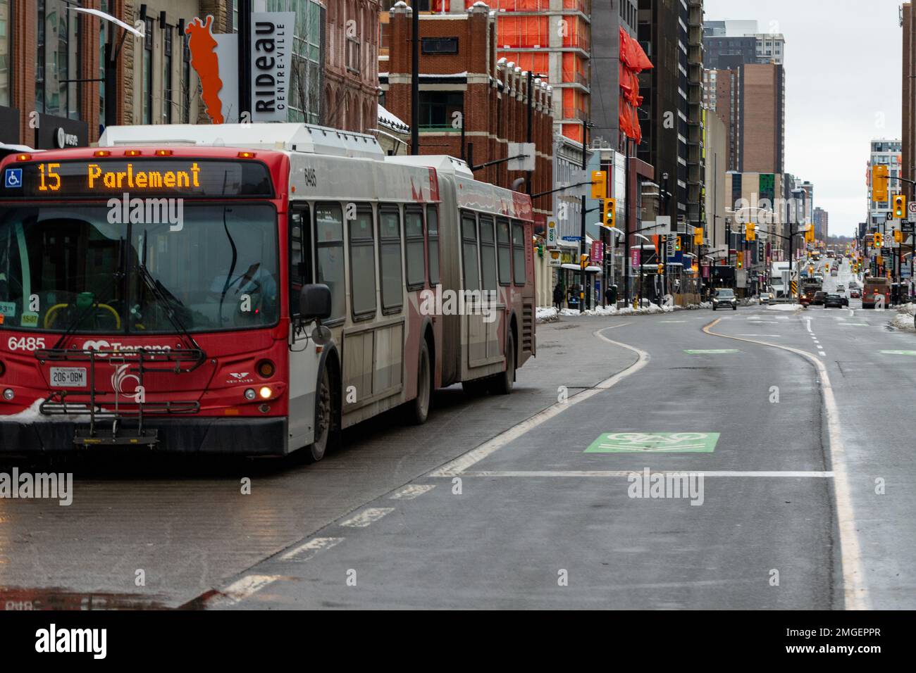 Ottawa, Canada January 23, 2023 Public bus in downtown of Ottawa