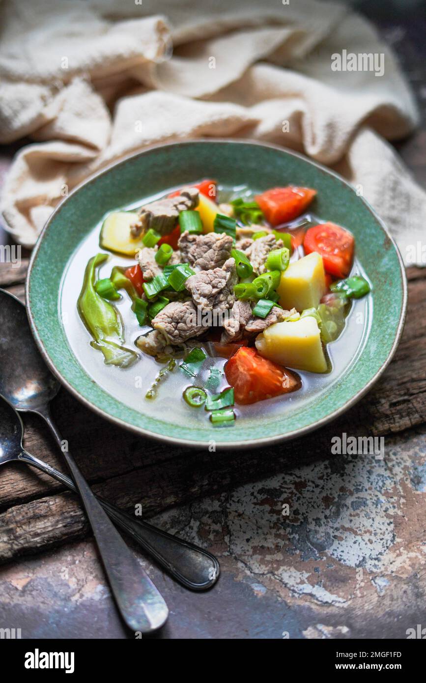 Sop Daging is Indonesian clear soup with beef and vegetables Stock Photo Alamy