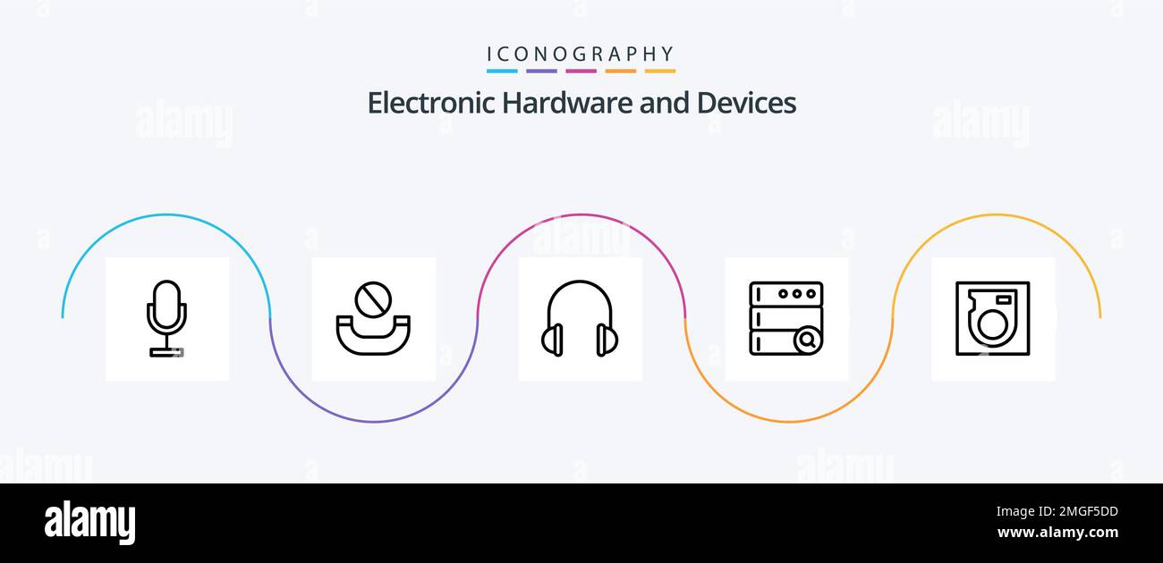 Devices Line 5 Icon Pack Including drive. server. audio. search. sound ...