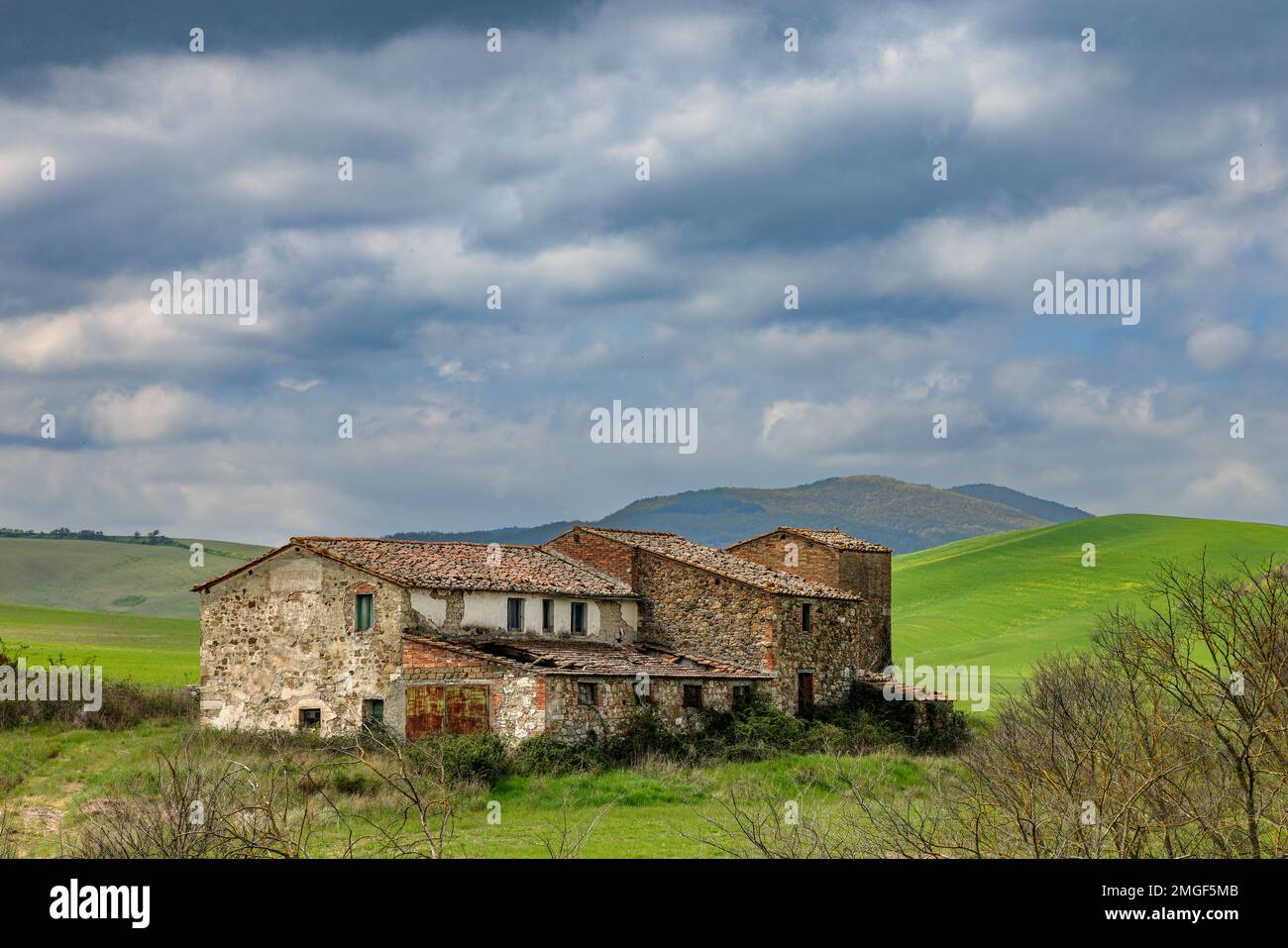 Old farm house in the Val d'Orcia in Tuscany, Italy. Stock Photo