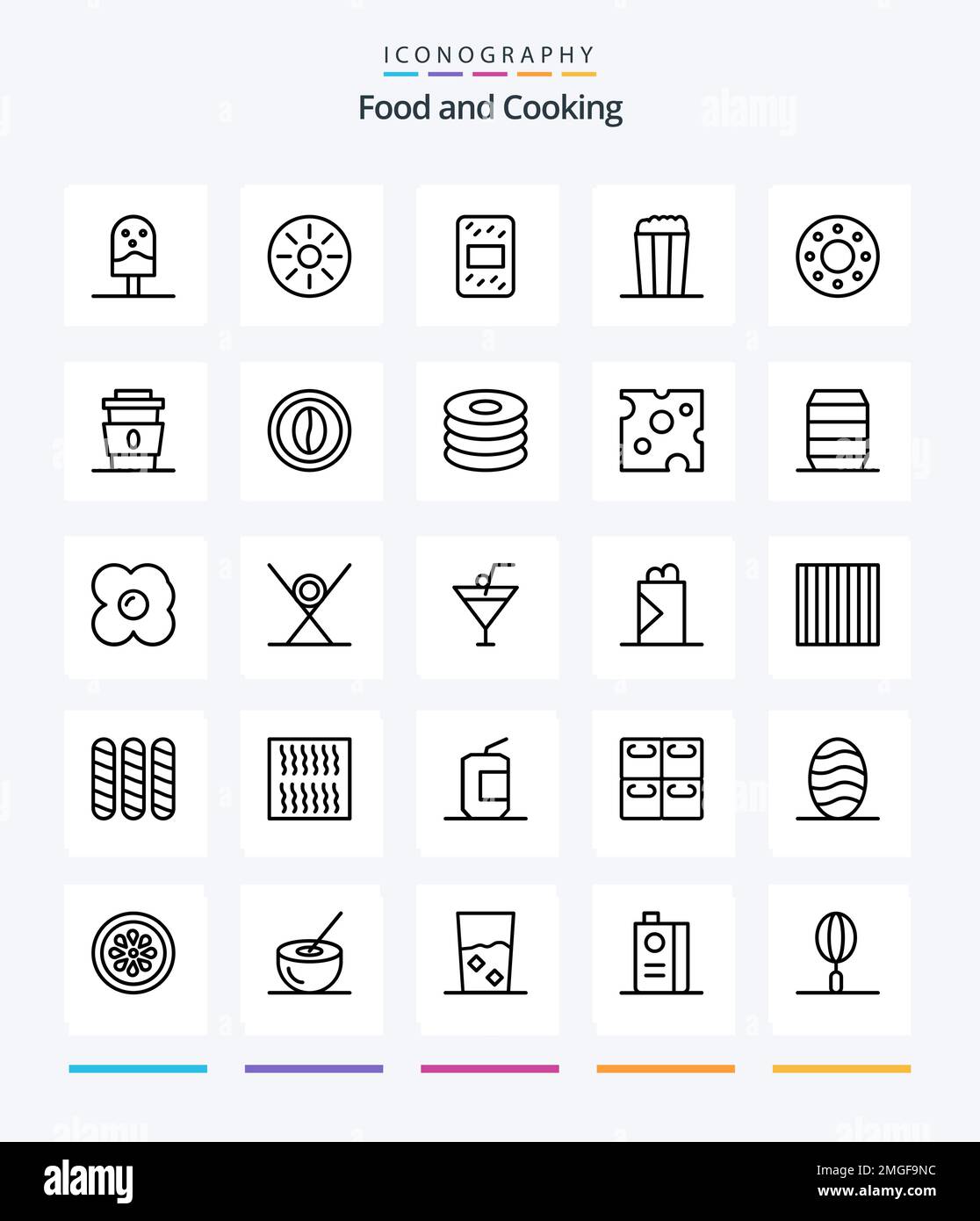 Creative Food 25 OutLine icon pack Such As coffee. donuts. grain. donut ...