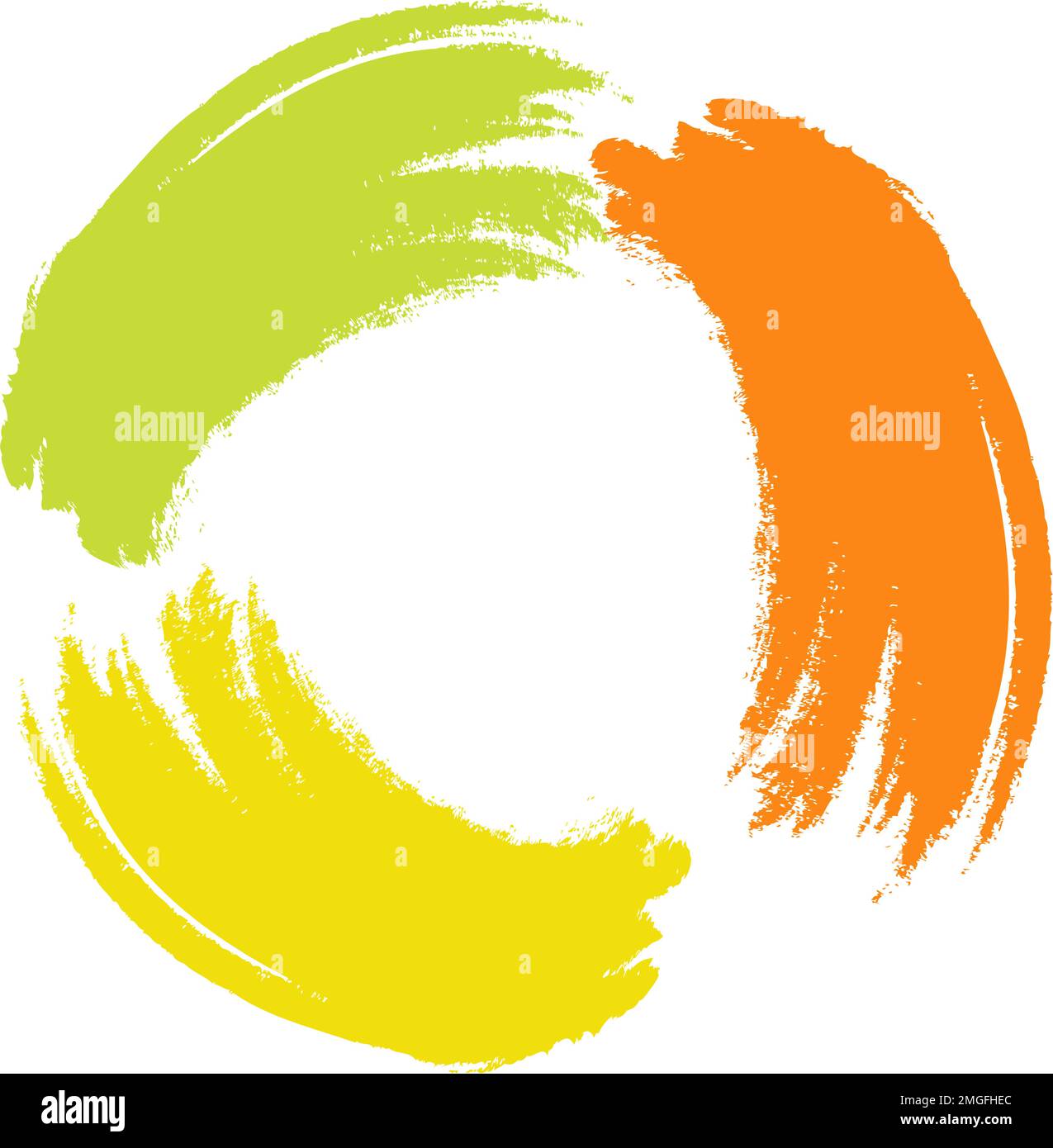 Bright round abstract frame made of freehand brush strokes in trendy spring and summer colors. Layout. Isolate. Good for lettering, inscription, poster, banner, cards, brochure or label, price. EPS Stock Vector