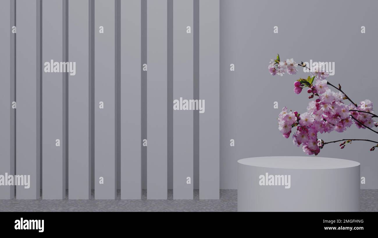 best backdrop for product presentation, blank white podium with rose