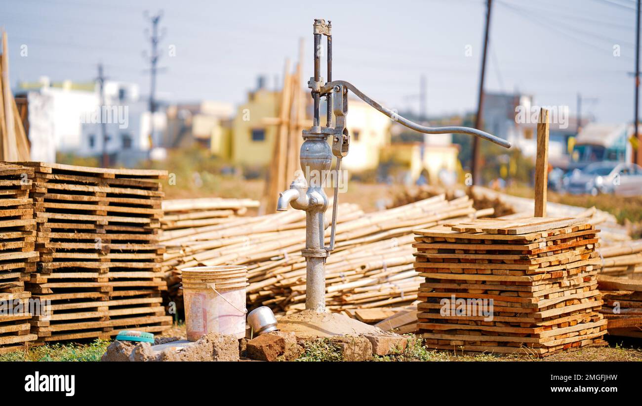 Old fashioned mechanical water pump hi-res stock photography and images -  Alamy