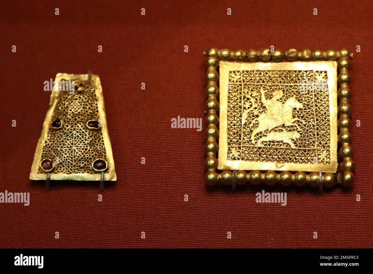 Gold open-work jewellery, late Roman, early Byzantine at the British Museum, London, UK Stock Photo