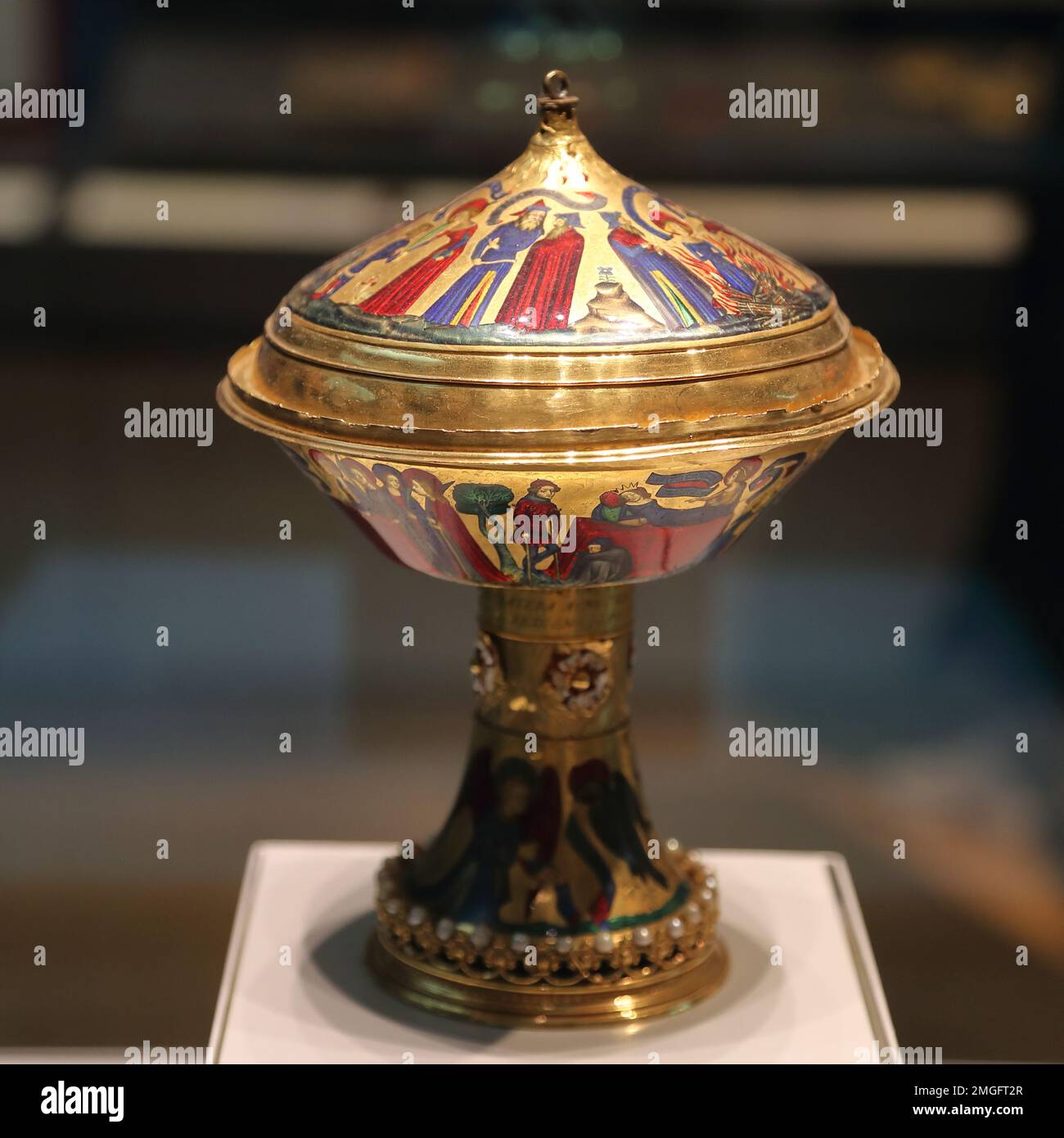 The Medieval Royal Gold Cup at the British Museum, London, UK Stock