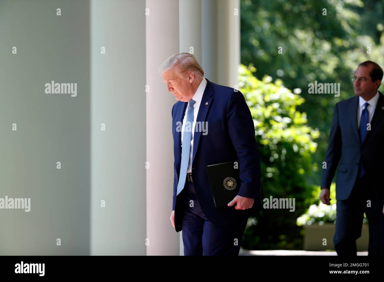 President Donald Trump arrives to speak about the coronavirus in the ...