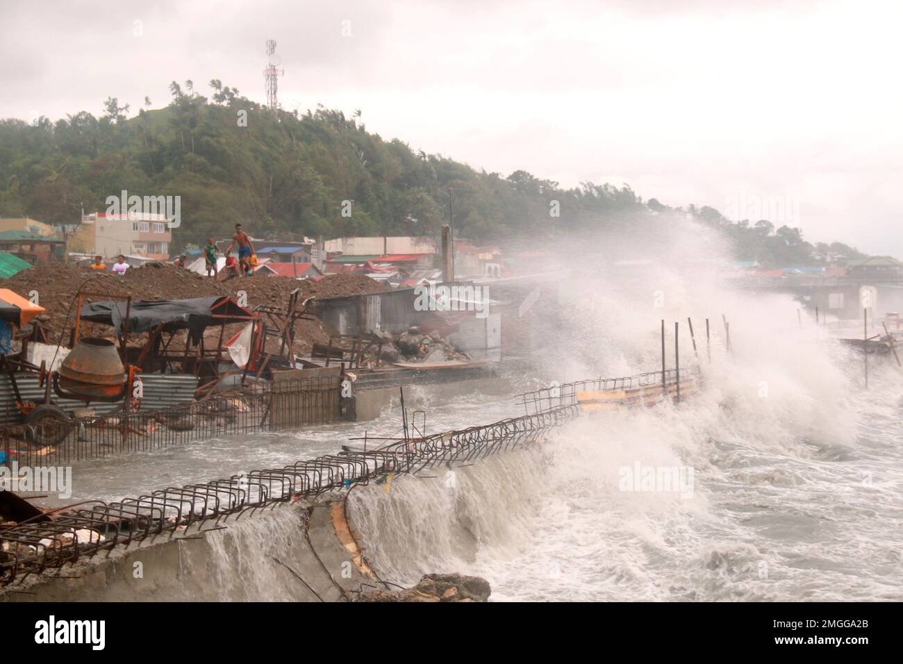 Strong waves batter houses along the coastline of Catbalogan city