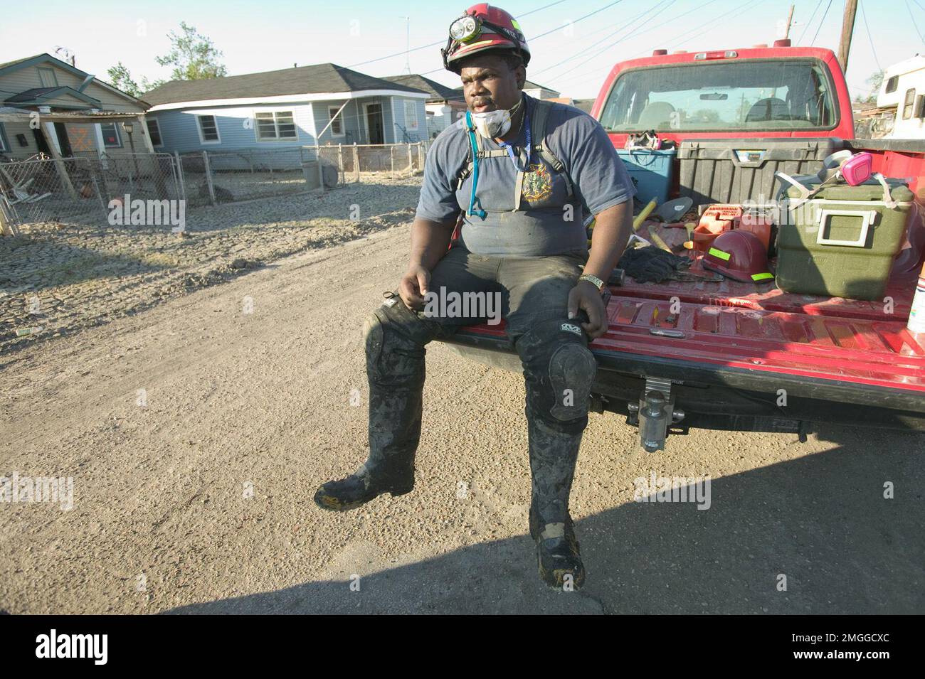 Aftermath - New Orleans Fire Department - 26-HK-40-11. Hurricane Katrina Stock Photo