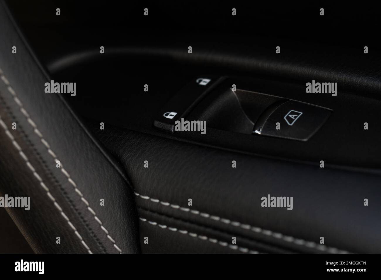 Car window control panel. Automatic power window up and down button