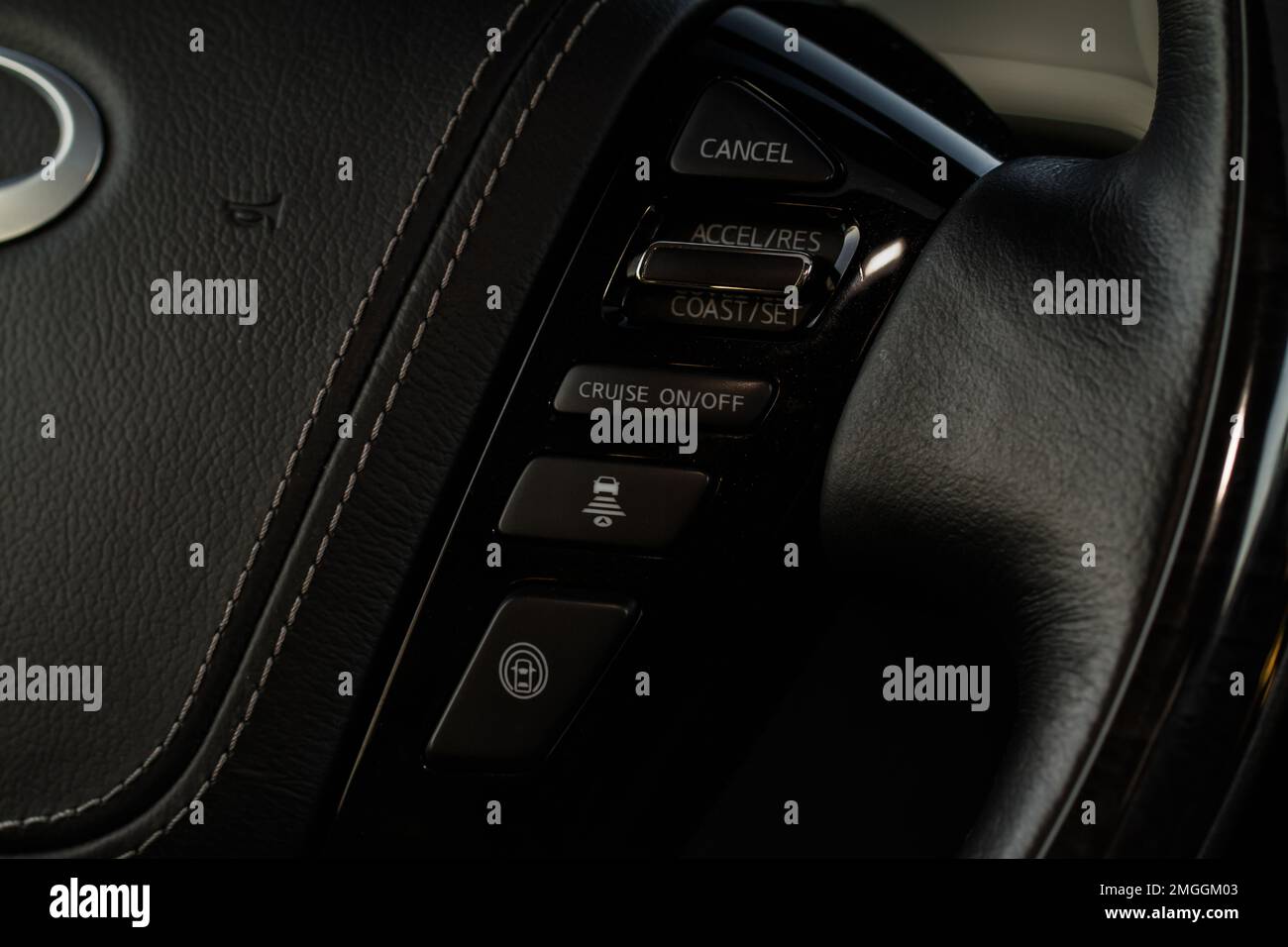 Cruise control switch closeup. Adaptive cruise control leaver. Cruise
