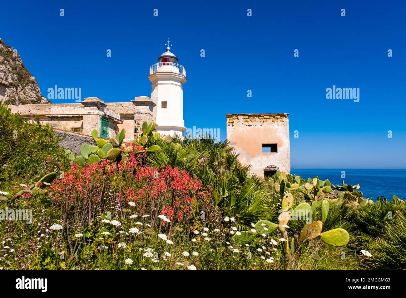 Capo Zafferano Lighthouse, Faro di Capo Zafferano, located at the tip