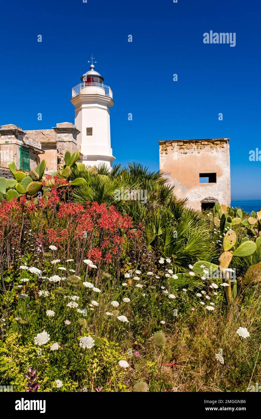 Capo Zafferano Lighthouse, Faro di Capo Zafferano, located at the tip