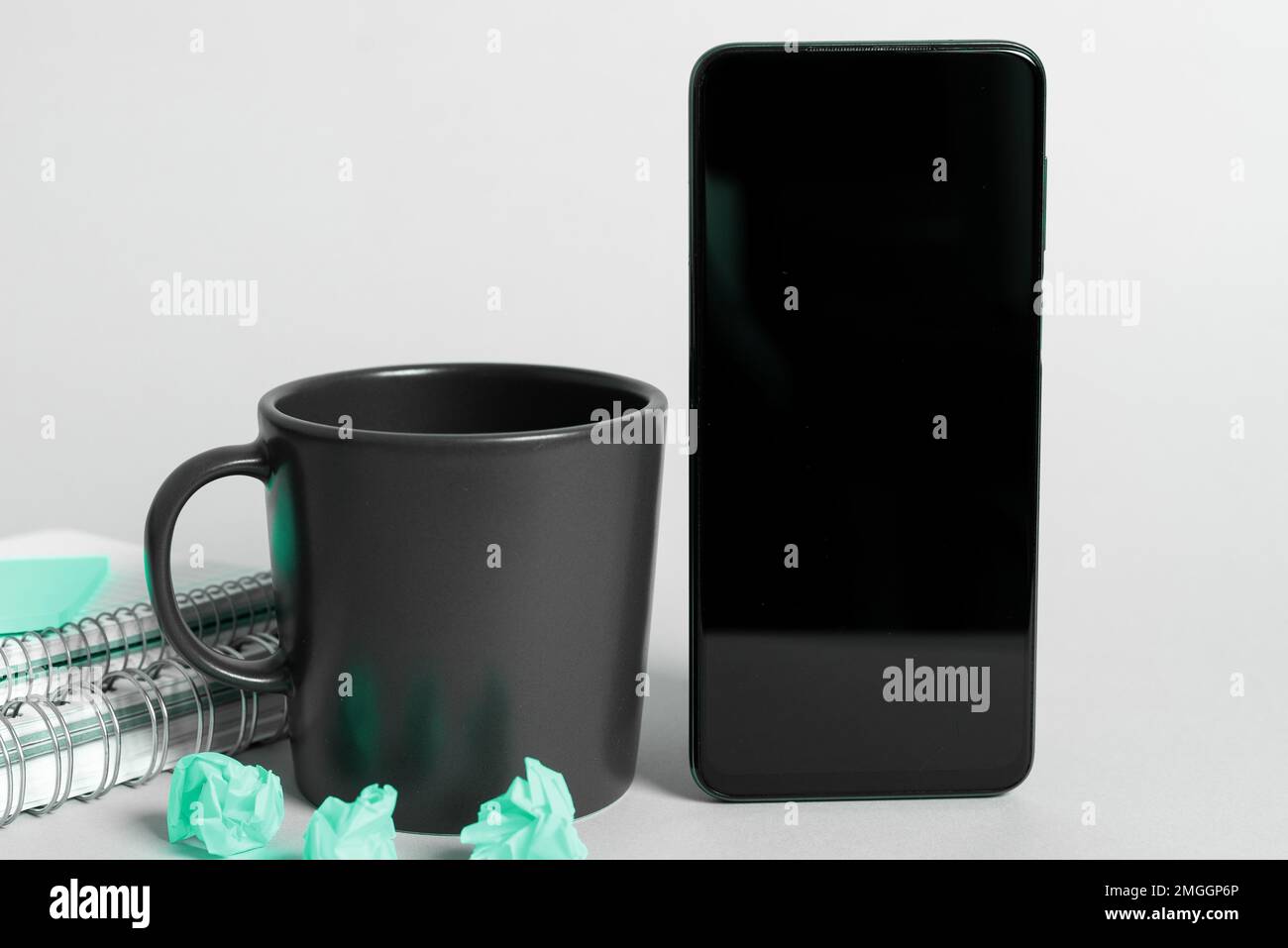 Mobile Phone Screen With Important Ideas On It And Paperwraps On It On ...