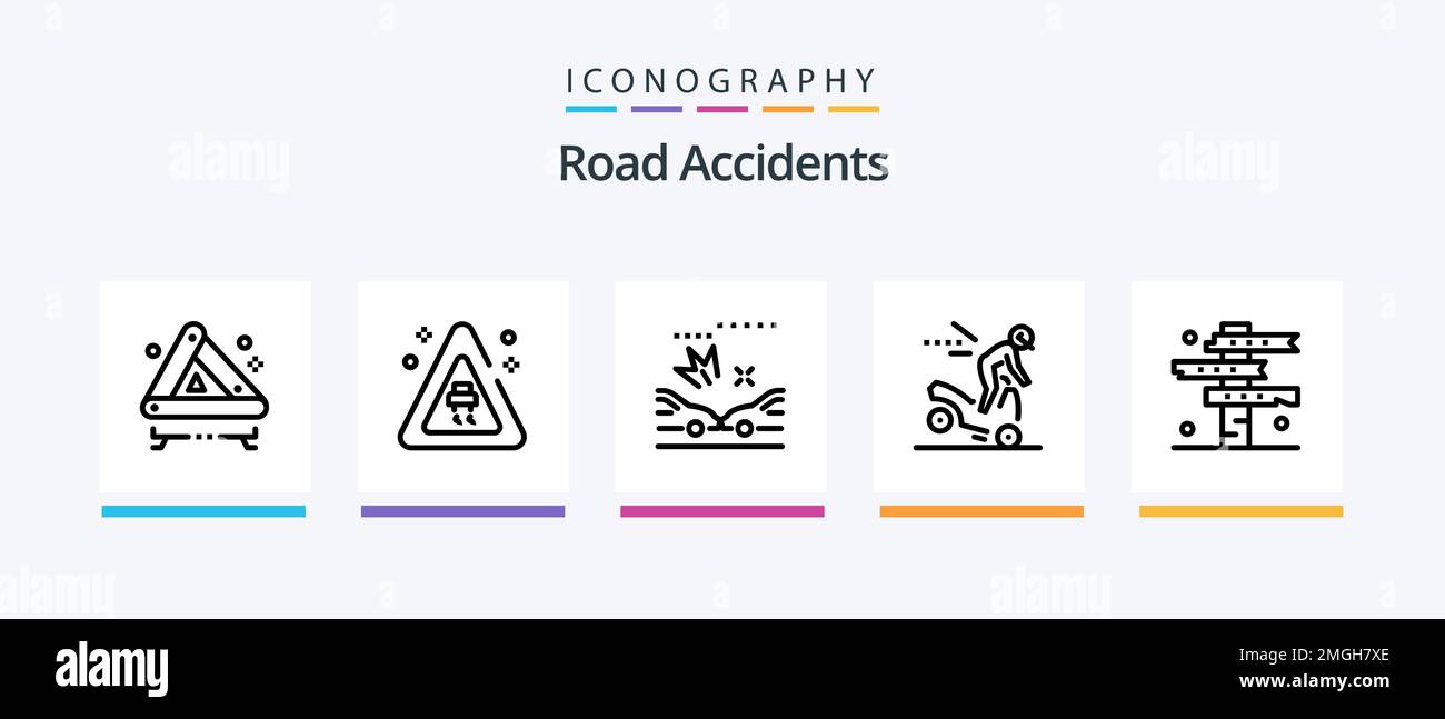 Road Accidents Line 5 Icon Pack Including gravel. car. accident