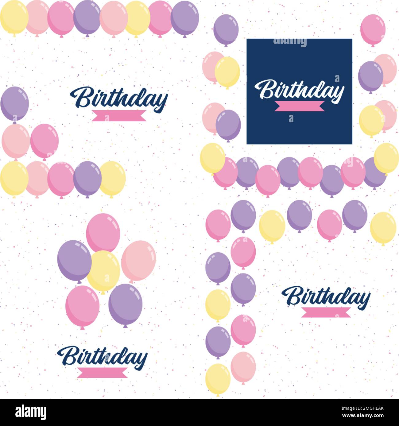 Happy Birthday announcement poster. flyer. and greeting card in a flat ...