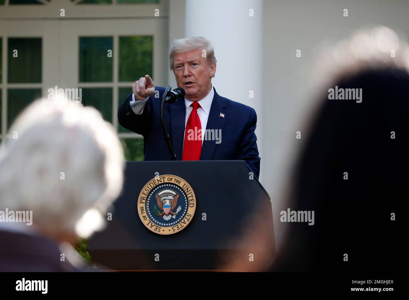 President Donald Trump speaks about the coronavirus in the Rose Garden ...