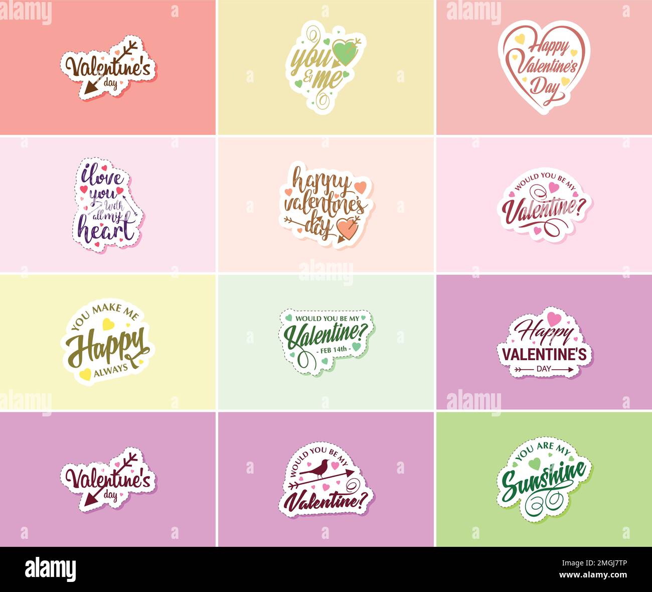 Valentine's Day Graphics Stickers to Show Your Love and Devotion Stock