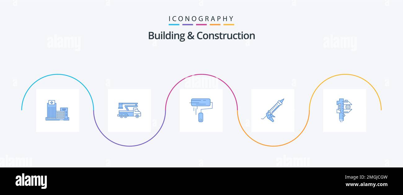 Building And Construction Blue 5 Icon Pack Including repair. sealant