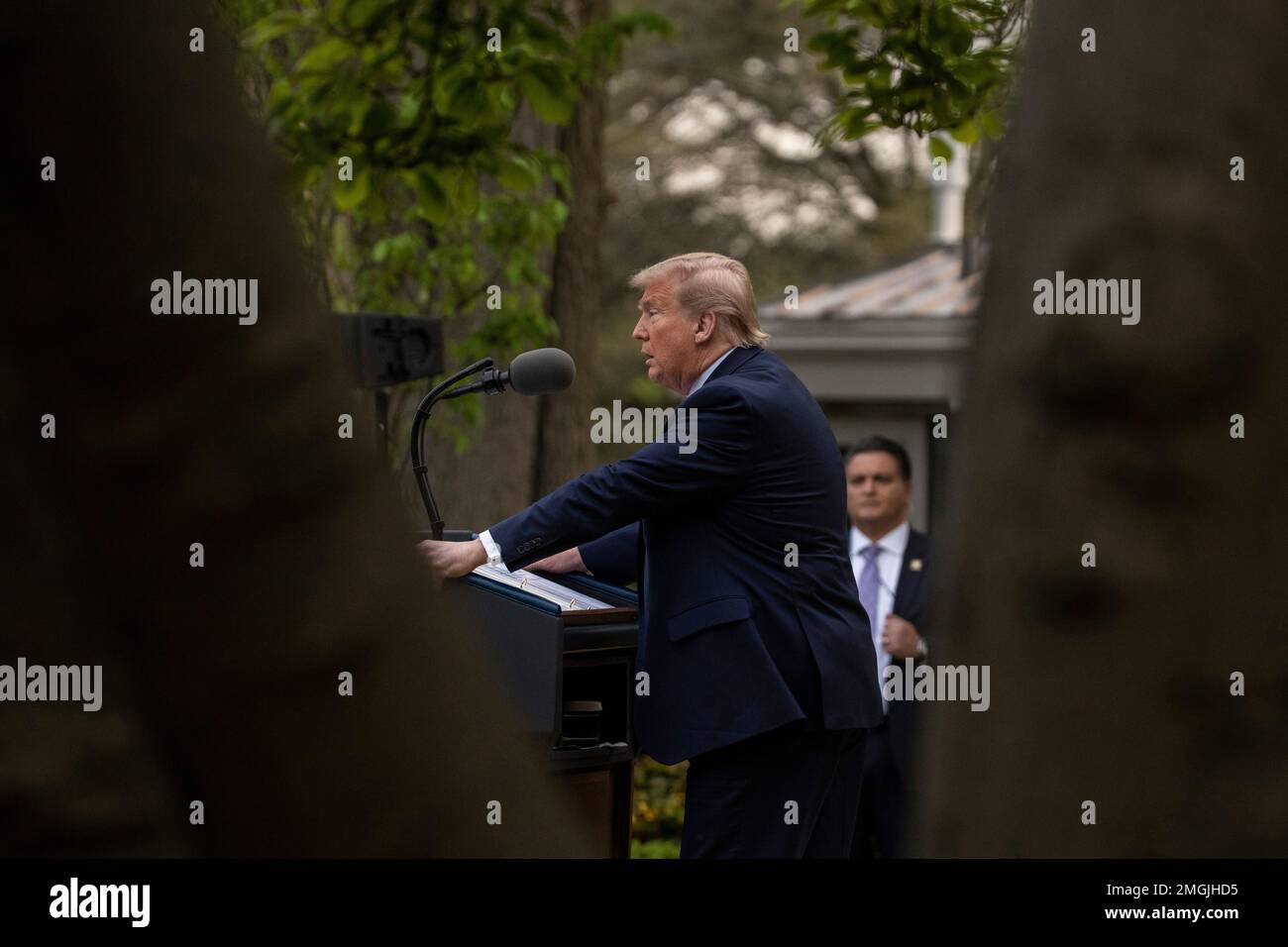 President Donald Trump speaks about the coronavirus in the Rose Garden ...