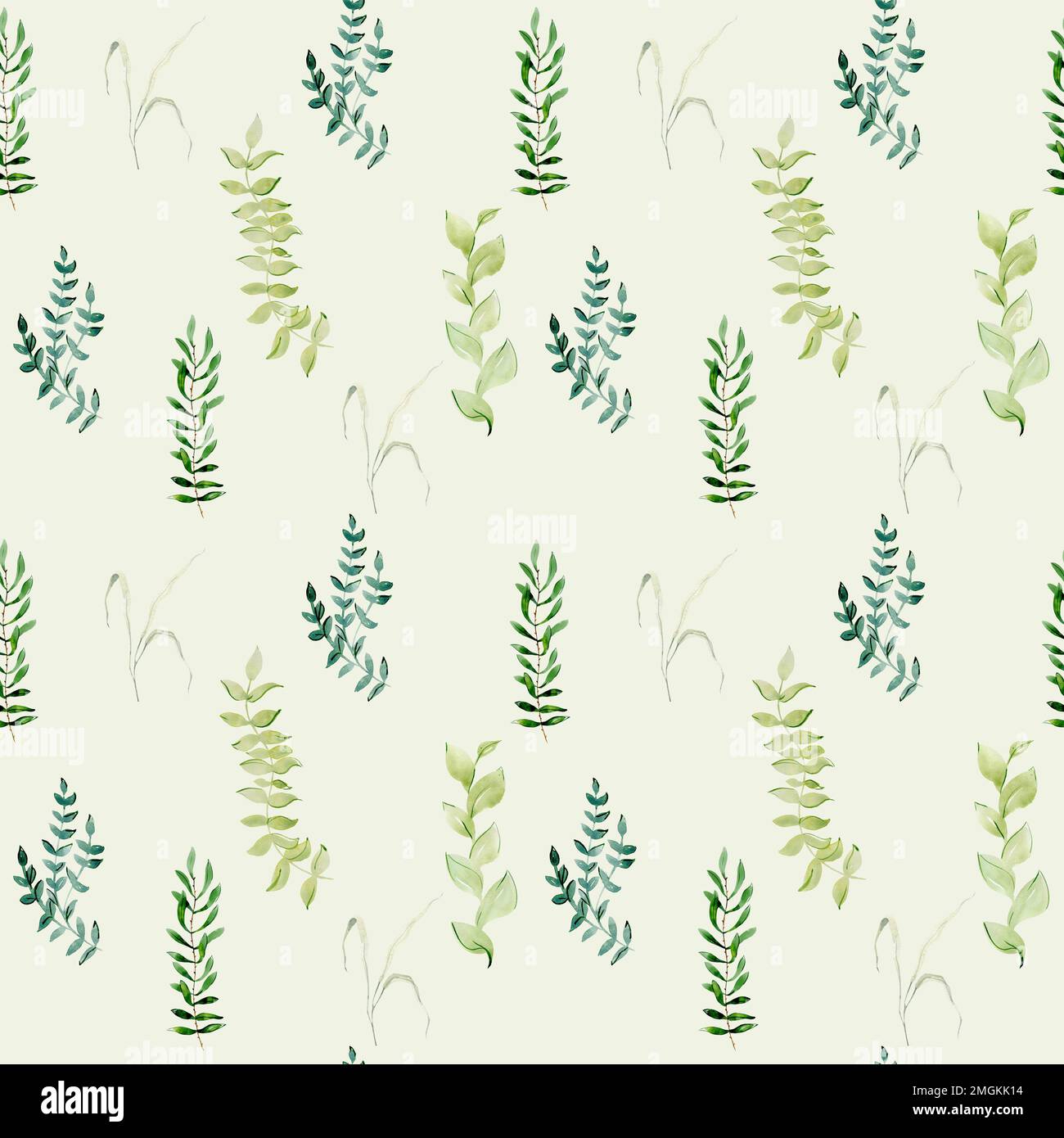Watercolor seamless floral background. Pattern with leaves Stock Photo ...